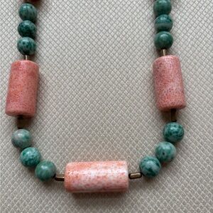 Elegant  Pink  Coral and Turquoise Necklace